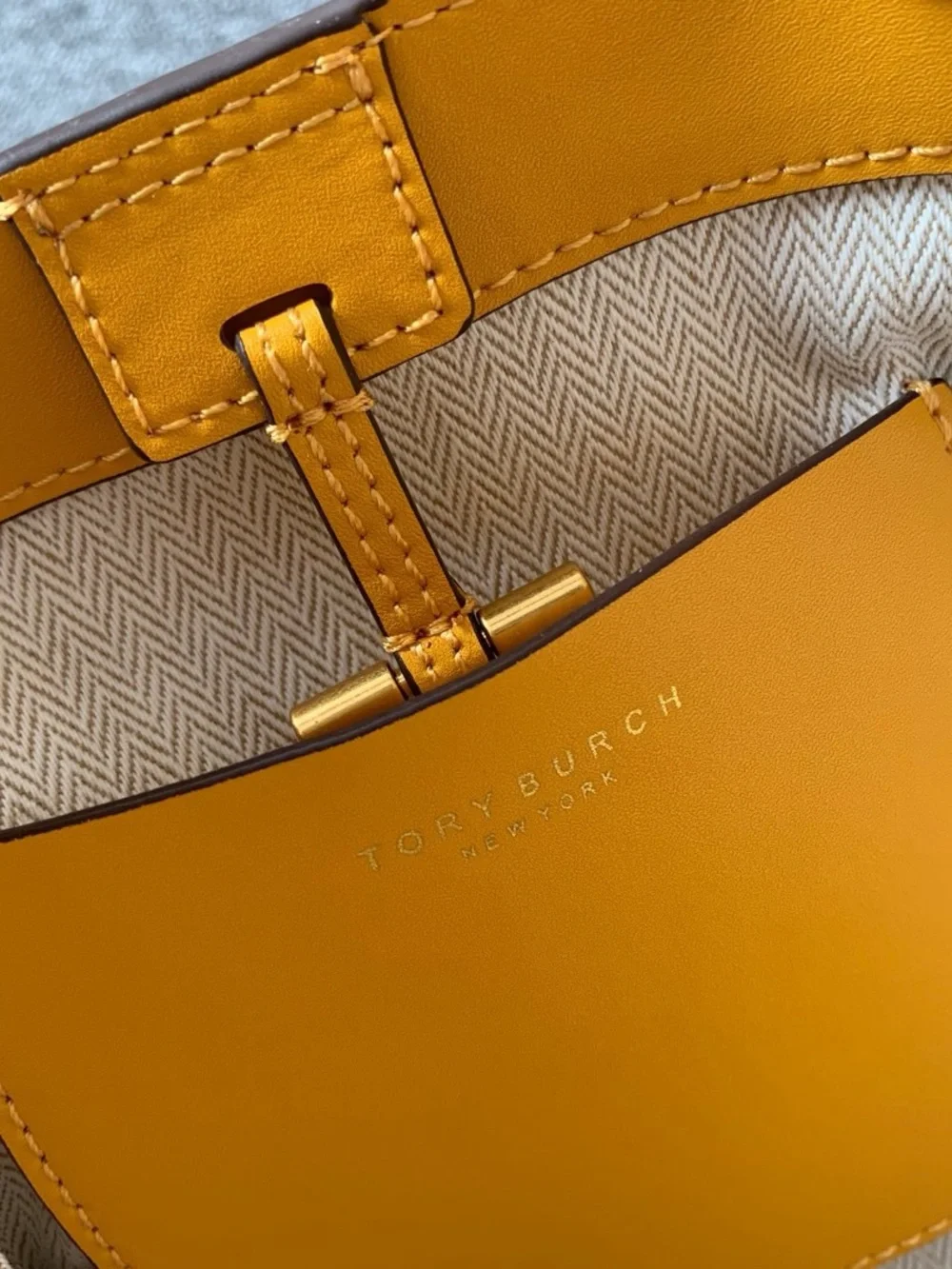 Tory Burch Mustard Yellow Miller Mini Bucket Bag